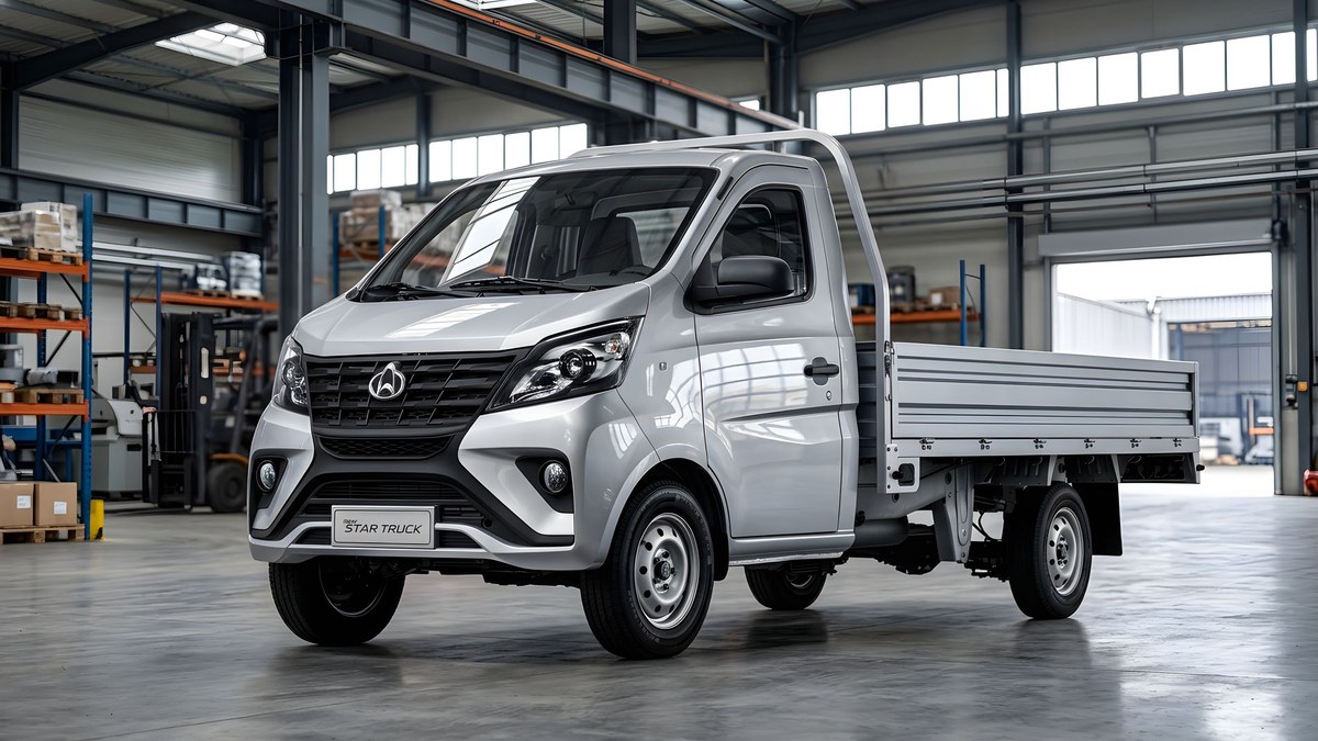 Startruck, vue avant trois-quarts, plateau à ridelles